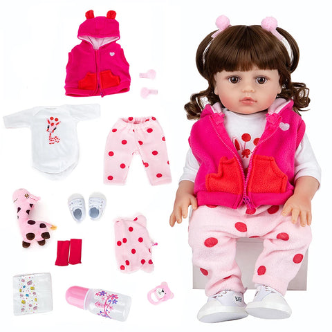 Bebê reborn girafinha menina de silicone 48cm - Antonella