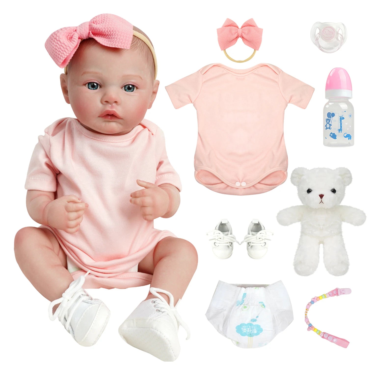 Bebê reborn menina de silicone 48cm - Helena