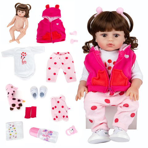 Bebê reborn girafinha menina de silicone 48cm - Antonella