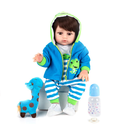 Bebê reborn menino girafa corpo de silicone 48cm - Arthur