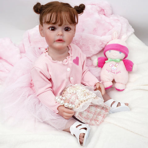 Bebê reborn menina de silicone 55cm - Manuela