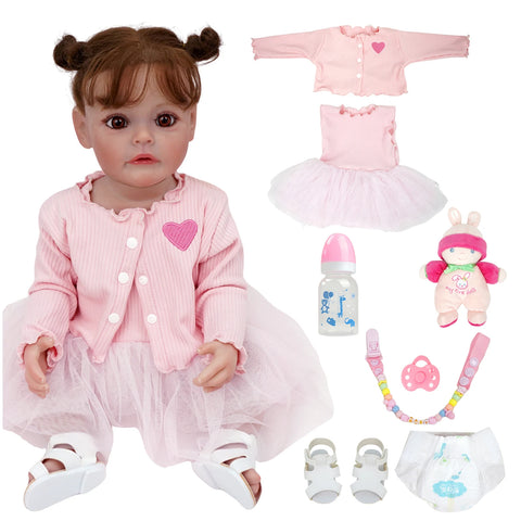 Bebê reborn menina de silicone 55cm - Manuela