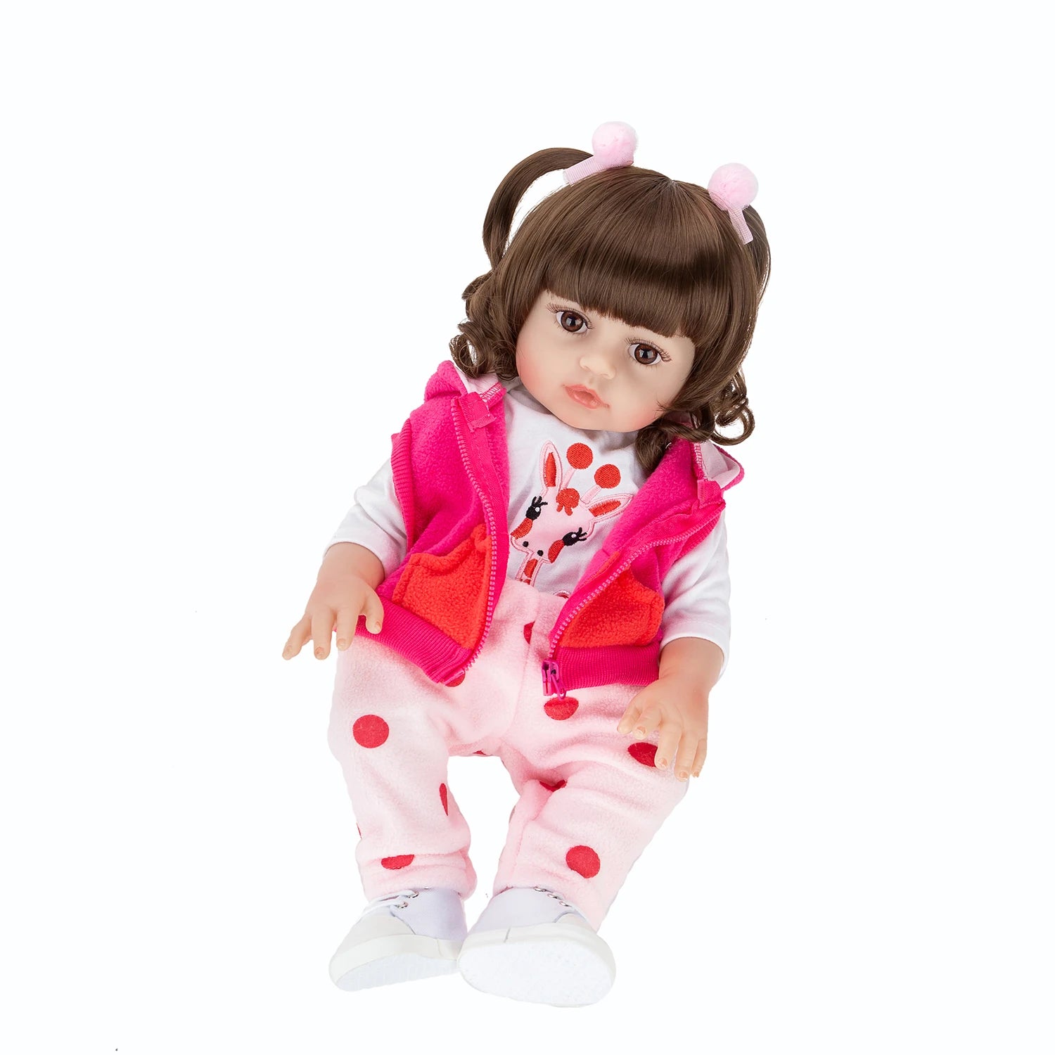 Bebê reborn girafinha menina de silicone 48cm - Antonella