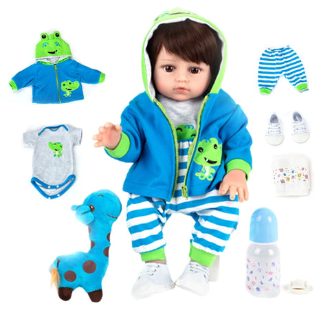 Bebê reborn menino girafa corpo de silicone 48cm - Arthur